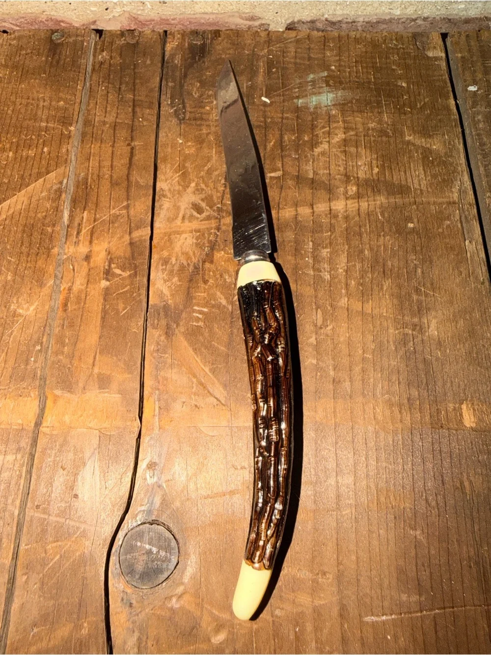 Steak Knives Dark Stag Antler Deer -Textured Handles Japan Stainless Steel